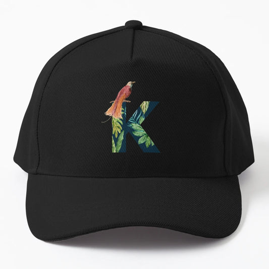 Tropical Background Floral Letter K New Era Snapback - Snapback, Trucker Hat, Dad Hat, Denim Baseball Cap