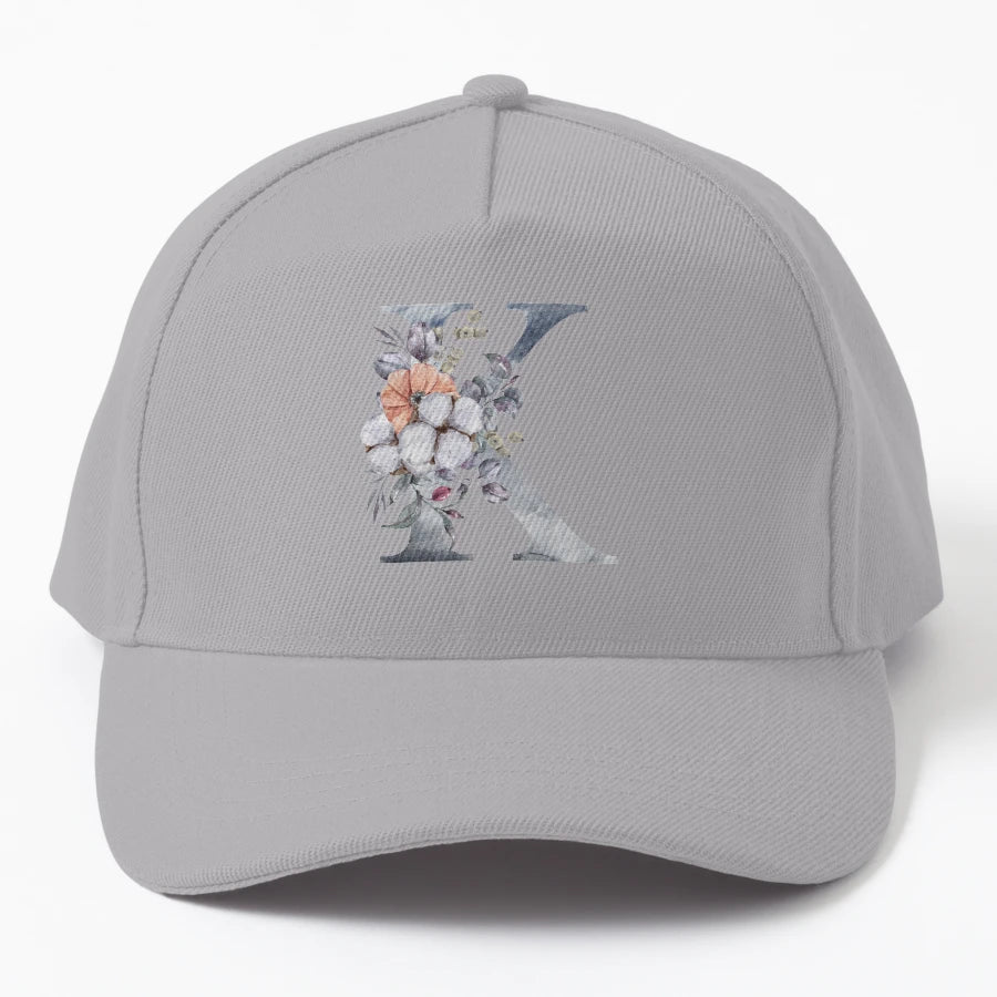 Floral Letter K Graphic Trucker Hat - Unstructured - Snapback, Trucker Hat, Dad Hat, Denim Baseball Cap