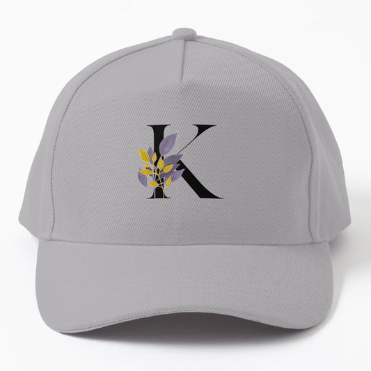 Floral Alphabet Letter K Trucker Hat - Distressed - Snapback, Trucker Hat, Dad Hat, Denim Baseball Cap
