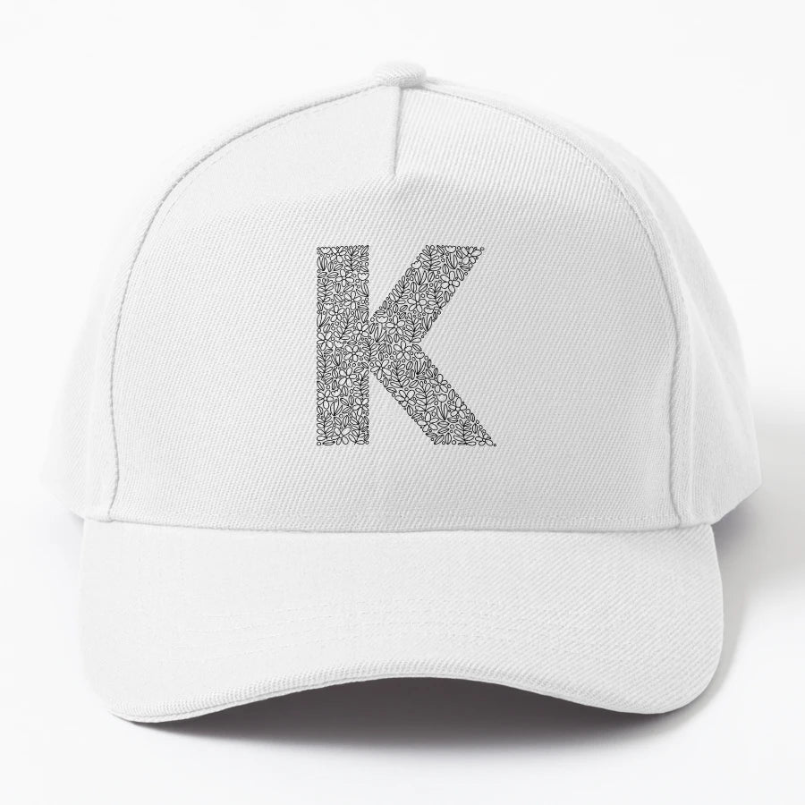 Floral Letter K New Era Snapback - Distressed Classic Style - Snapback, Trucker Hat, Dad Hat, Denim Baseball Cap