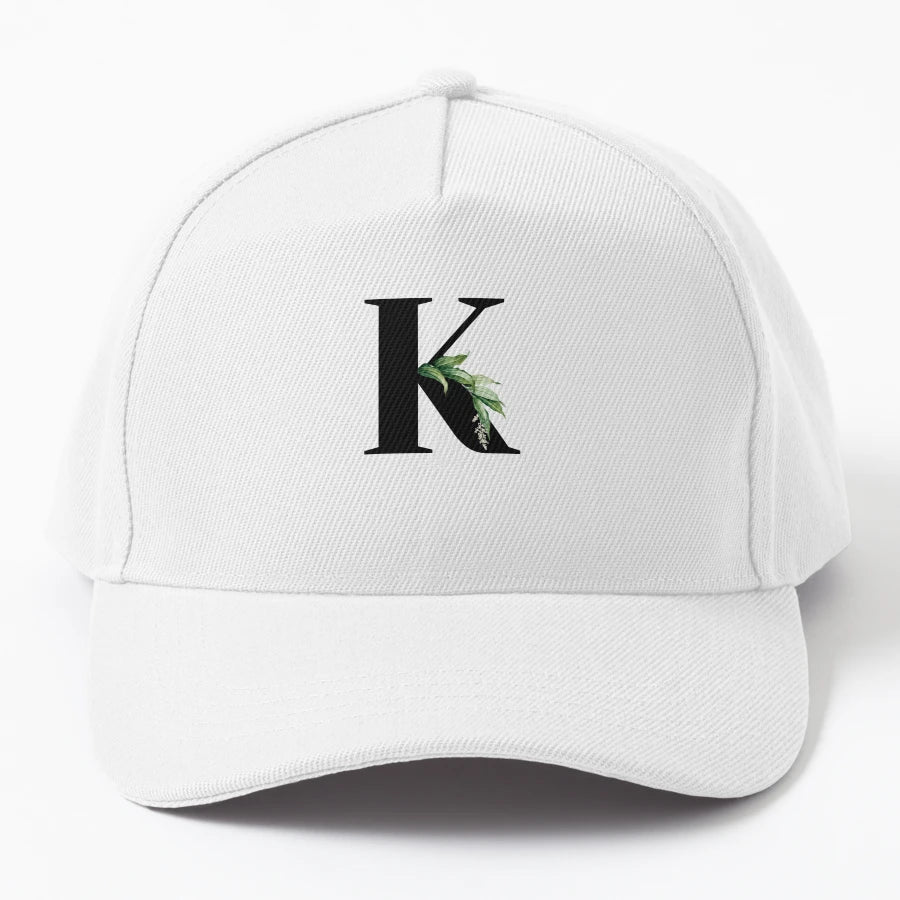 Botanical Themed K Denim Baseball Cap - Unstructured Custom - Snapback, Trucker Hat, Dad Hat, Denim Baseball Cap