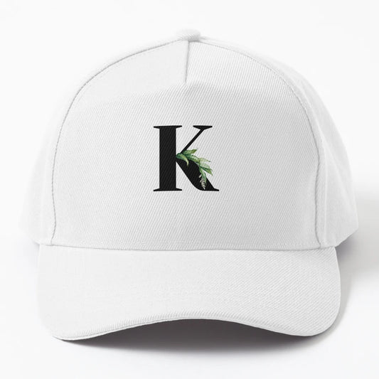 Botanical Themed K Denim Baseball Cap - Unstructured Custom - Snapback, Trucker Hat, Dad Hat, Denim Baseball Cap