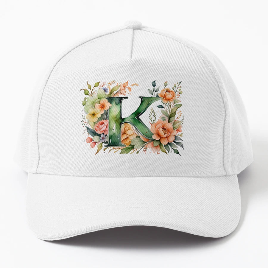 K Letter Flower Let11 OTTO Dad Hat - Distressed Unique Art - Snapback, Trucker Hat, Dad Hat, Denim Baseball Cap