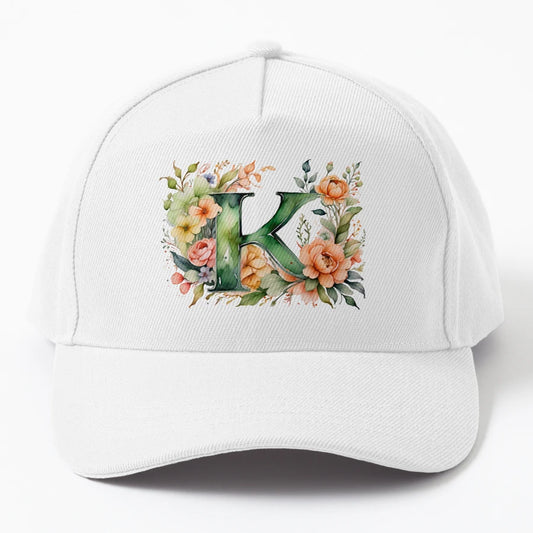 K Letter Flower Let11 OTTO Dad Hat - Distressed Unique Art - Snapback, Trucker Hat, Dad Hat, Denim Baseball Cap
