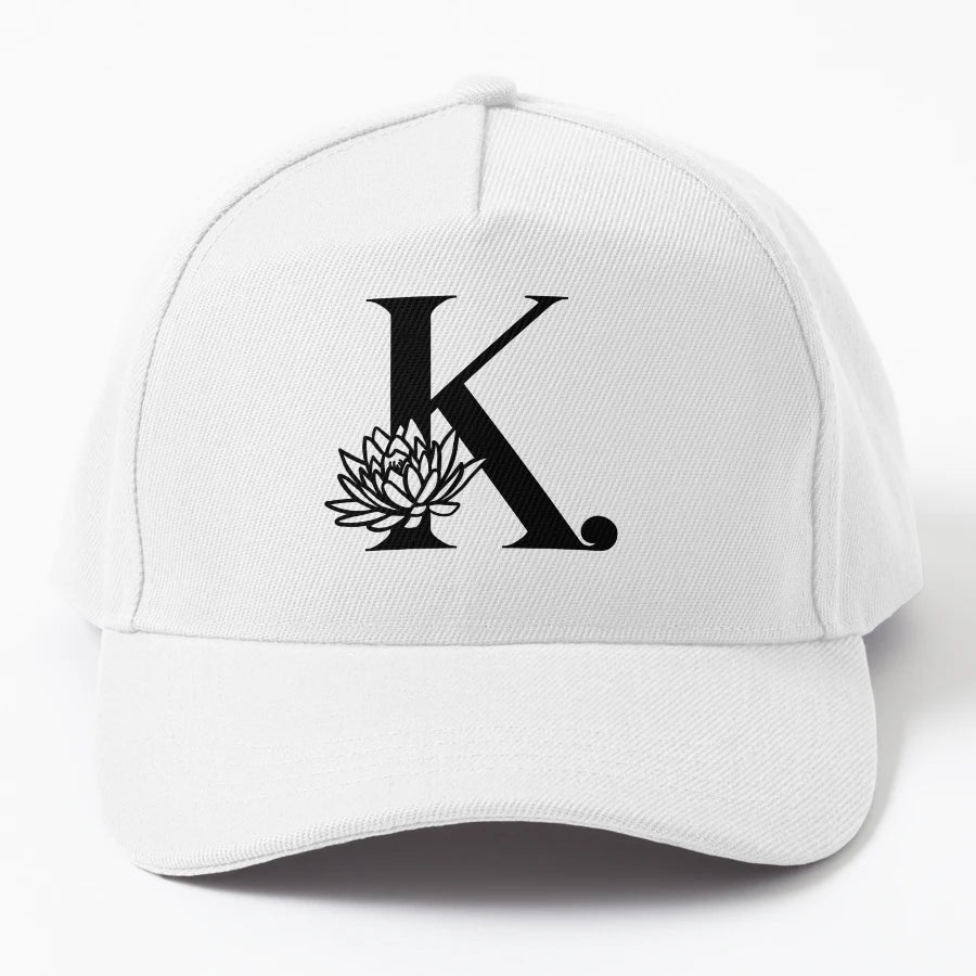 K Floral Monogram New Era Snapback - Vintage Aesthetic - Snapback, Trucker Hat, Dad Hat, Denim Baseball Cap